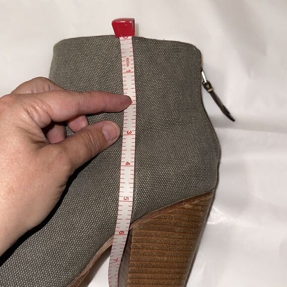 Rag & Bone 9.5 Moth Green Olive Canvas Back Zip Stacked Heel Ankle Booties - Picture 12 of 15